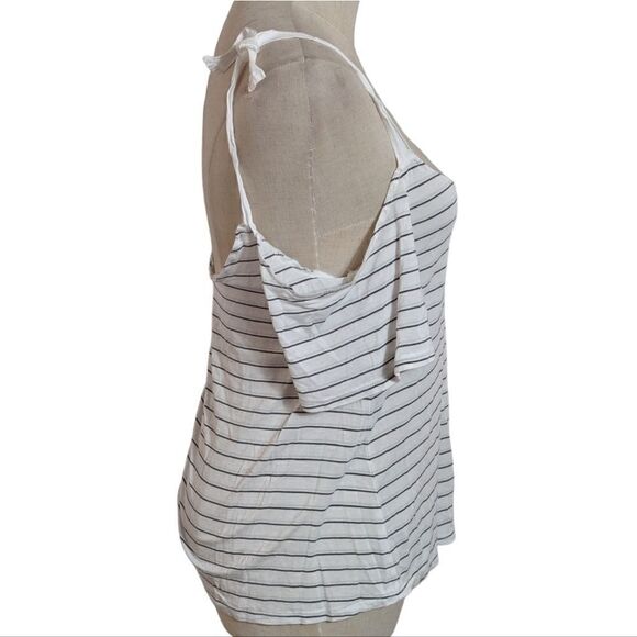 Garage White Striped Off Shoulder Tee Shirt - Picture 4 of 5